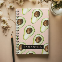 Modern  Pink And Green Avocado Pattern With Name