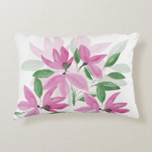 Modern Pink And Green Botanical Pattern Decorative Cushion