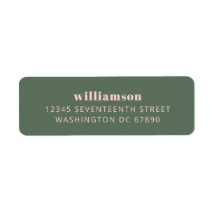 Modern Pink and Green Last Name Return Address  Label