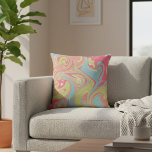 Modern Pink and Green Marble Cushion