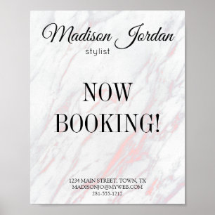 Modern Pink and  Grey Marble Business Poster