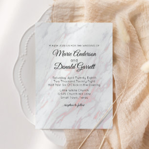 Modern Pink and Grey Marble Invitation