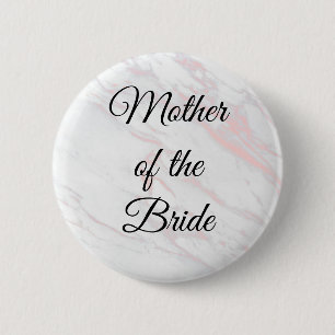 Modern Pink and Grey Marble Mother of the Bride 6 Cm Round Badge