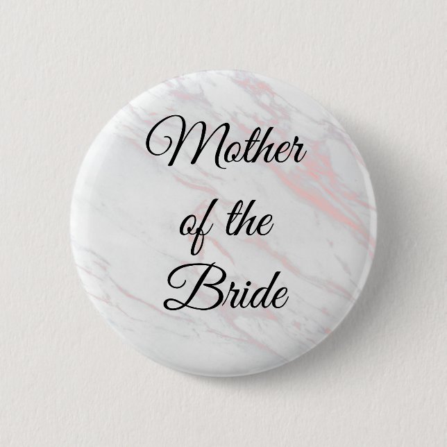 Modern Pink and Grey Marble Mother of the Bride 6 Cm Round Badge (Front)