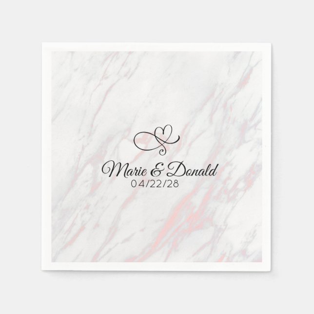 Modern Pink and Grey Marble Napkin (Front)