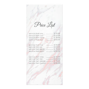 Modern Pink and Grey Marble Price Rack Card