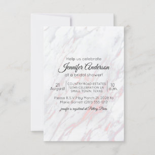 Modern Pink and Grey Marble Shower Invitation