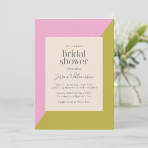 Modern Pink and Olive Geometric Bridal Shower Invitation