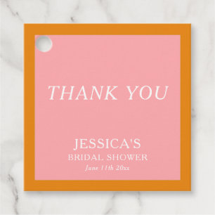 Modern Pink and Orange Bridal Shower Welcome Sign Favour Tags