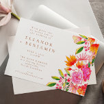 Modern Pink and Orange Watercolor Floral Wedding Invitation<br><div class="desc">This beautiful wedding invitation features a modern pink and orange floral watercolor design.</div>