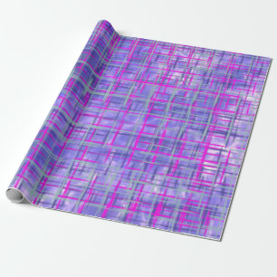 Modern Pink and Purple Grid Lines Abstract Wrapping Paper