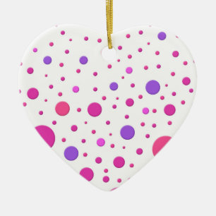 Modern Pink and Purple Random Circles Ceramic Tree Decoration