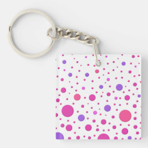 Modern Pink and Purple Random Circles Key Ring