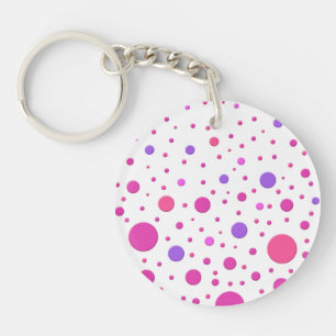 Modern Pink and Purple Random Circles Key Ring