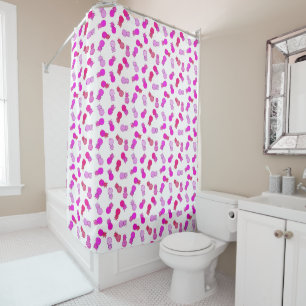 Modern pink and red pineapples shower curtain