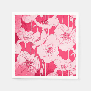 Modern Pink and Red Poppies Decoupage and Craft Napkin