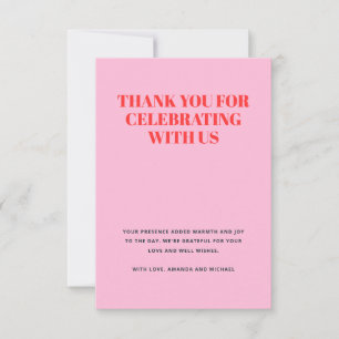 Modern Pink and Red Thank You Card