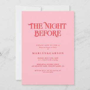 Modern Pink and Red Wedding Rehearsal Dinner Invitation