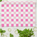 Modern Pink and White Chequered Tea Towel<br><div class="desc">Trendy pastel checks in your kitchen or on your picnic table. Chic,  modern checked kitchen towels in trendy pastel colours. Hot pink chequered design</div>