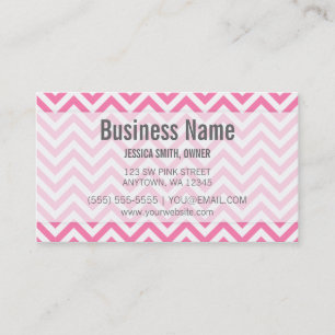 Modern Pink and White Chevron Pattern Business Card