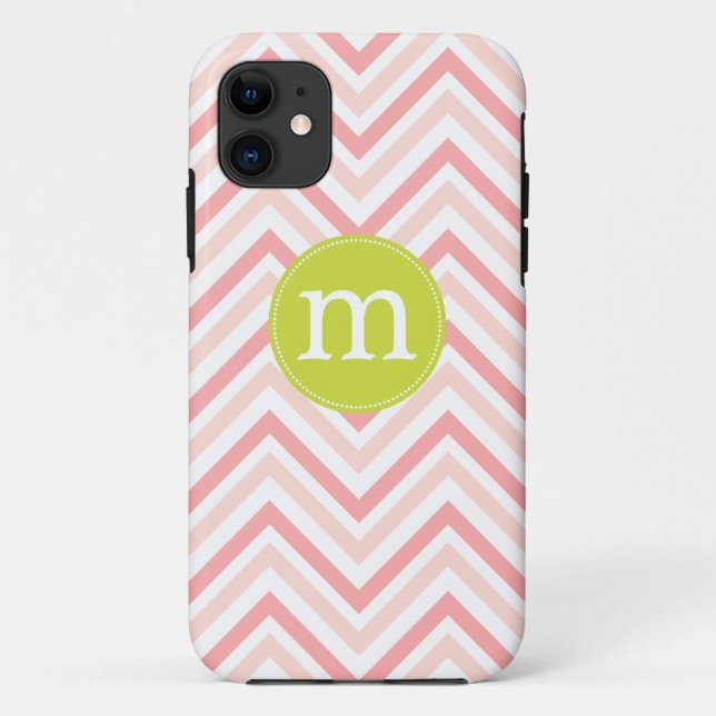 Modern Pink and White Chevron Personalised Case-Mate iPhone Case (Back)