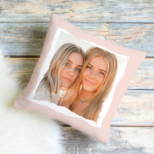 Modern Pink And White Frame With Photo Cushion