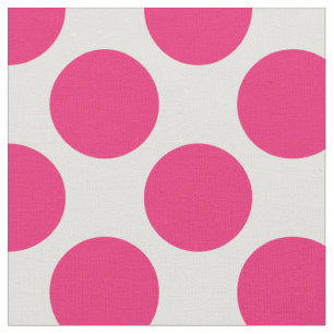 Modern Pink and White Large Polka Dots Fabric