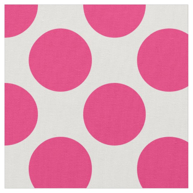 Modern Pink and White Large Polka Dots Fabric (Close Up)