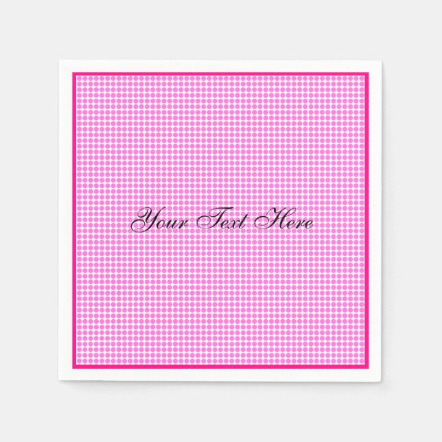 Modern Pink and White Polka Dot Customised Napkin (Front)