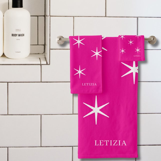 Modern Pink and White Sparkles Bath Towel Set (Creator Uploaded)