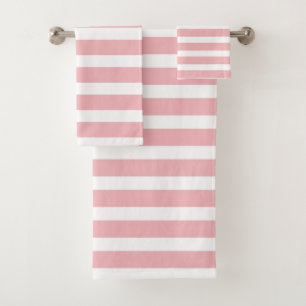 Modern Pink and White Stripes  Bath Towel Set