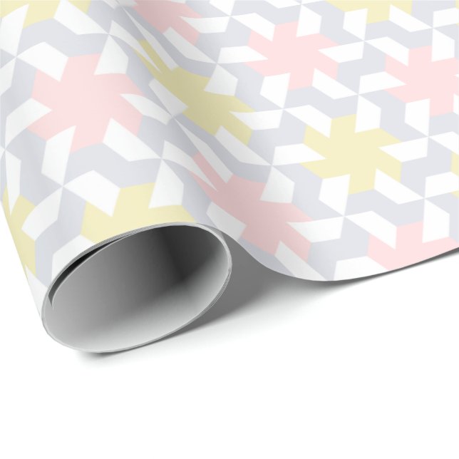 Modern Pink and Yellow Pinwheel Tessellation Wrapping Paper (Roll Corner)