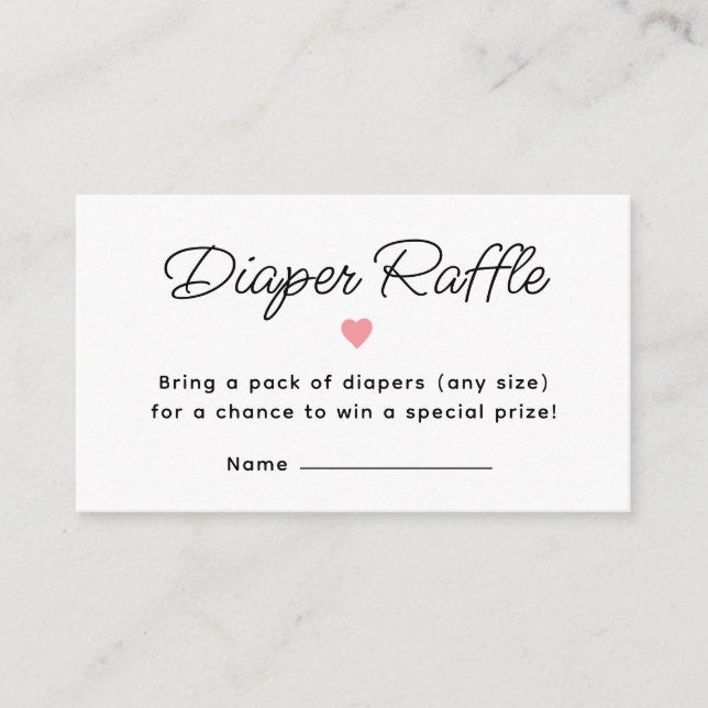 Modern Pink Baby Shower Diaper Raffle Ticket Enclosure Card (Front)