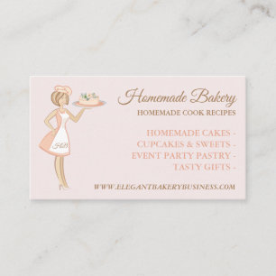 Modern Pink Bakery Woman Cake Service Business Card