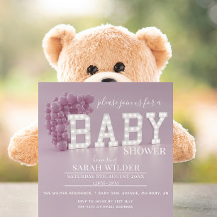 Modern Pink Balloon Baby Girl Shower Invitation