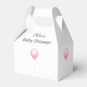 Modern Pink Balloon Girl Baby Shower Favour Box