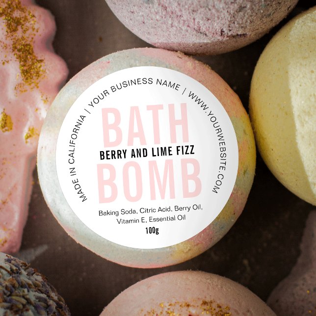 Modern Pink Bath Bomb or Soap Bar Minimal  Classic Round Sticker (Creator Uploaded)