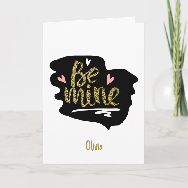 Modern pink be mine valentine day couple holiday (Front)