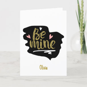 Modern pink be mine valentine day couple holiday card