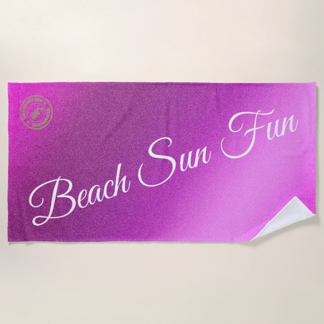 Modern Pink Beach Towel (Front)