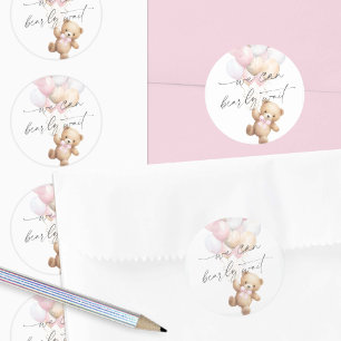 Modern Pink Bearly wait Baby Girl Shower Classic Round Sticker