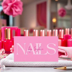 Modern Pink Beauty Nail Salon Business Card