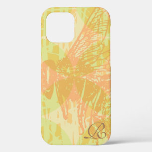 Modern Pink Bee and Monogram iPhone 12 Case