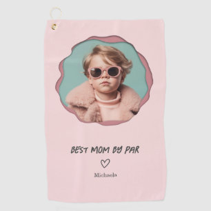 Modern Pink Best Mum by Par Photo Golf Towel
