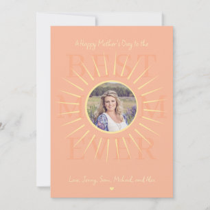 Modern pink best mum ever Mother's Day beige card
