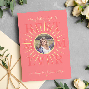 Modern pink best mum ever Mother's Day pink card
