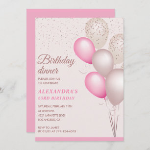 Modern Pink Birthday dinner 63rd birthday Invitation