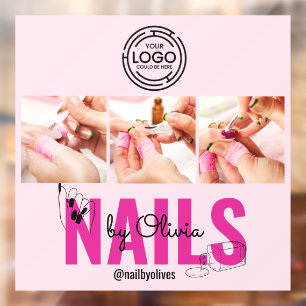 Modern Pink Black 3 Photo Logo Art Nail Salon