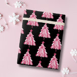 Modern Pink Black Christmas Tree Pattern Wrapping Paper<br><div class="desc">Modern pink and black Christmas tree design wrapping paper.  You can change the background colour in the edit tool,  or contact me for assistance.  Matching items available.  Artwork from artists own illustrations.  Please contact me for customisation and special requests.  © Zoe Chapman Design</div>