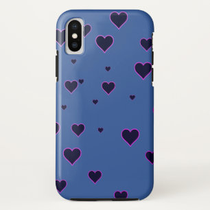 Modern Pink Black Hearts iPhone case